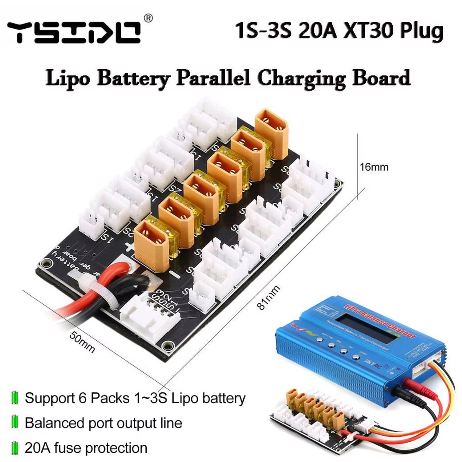 YSIDO Lipo Battery Parallel Ch - Drone Battery Parallel Board 评论和价格