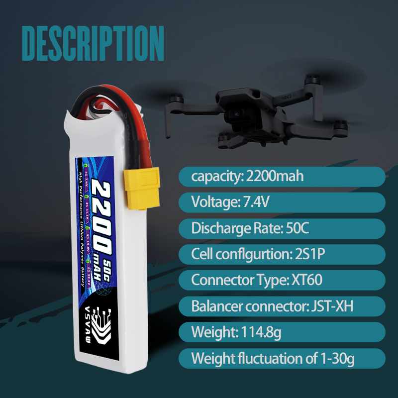 VSVAW 7.4V 2200mah 2S Drone Li - Drone Battery Plate 评论和价格