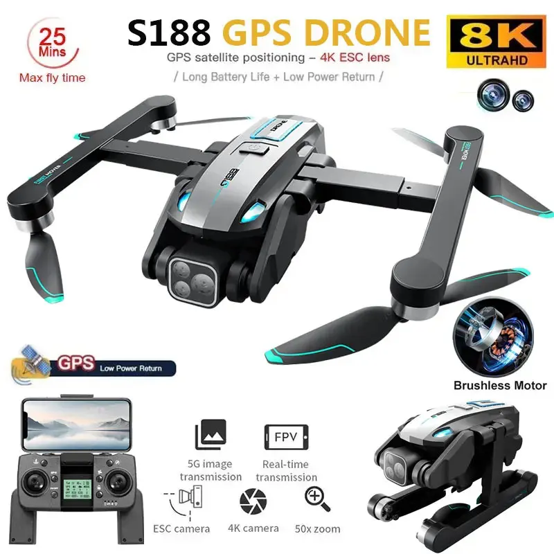 S188 Professional 8K GPS Drone - Drone Battery Li-Ion 评论和价格