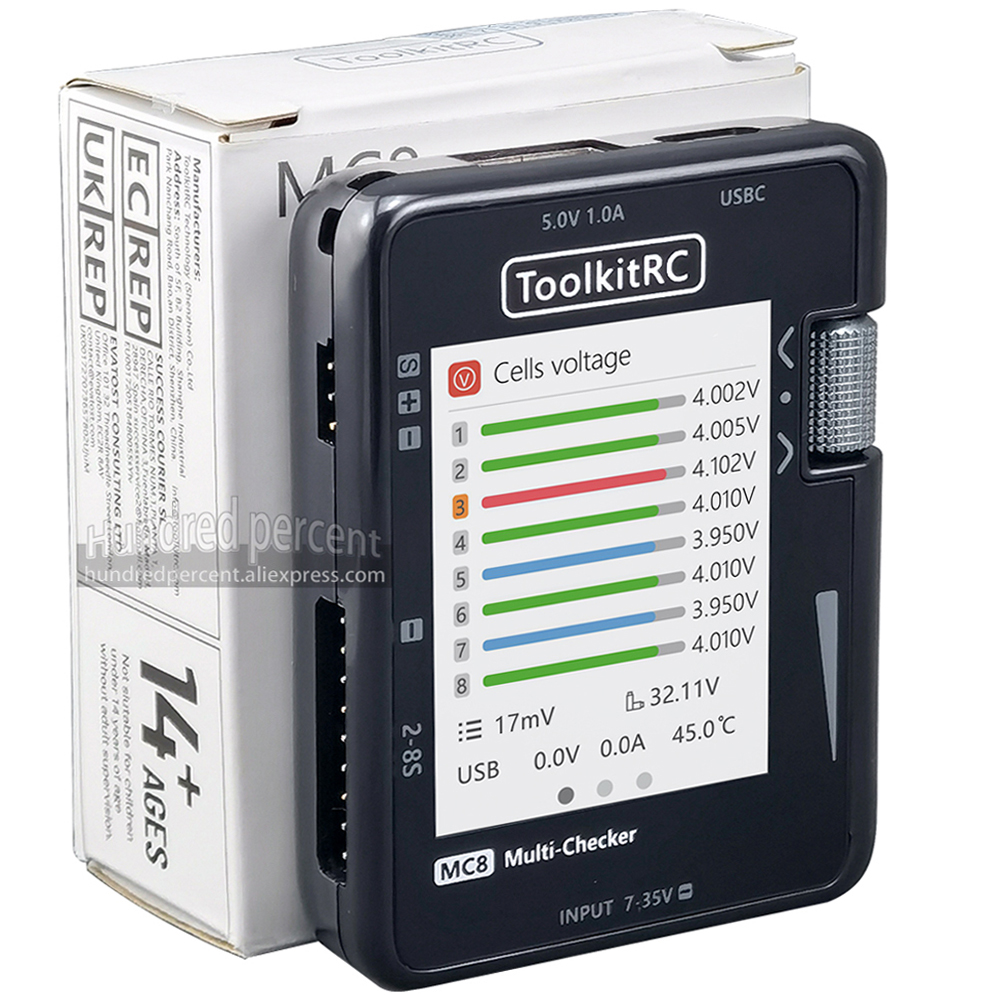 ToolkitRC MC8 Mini Size Cell c - Drone Battery Voltage Checker 评论和价格
