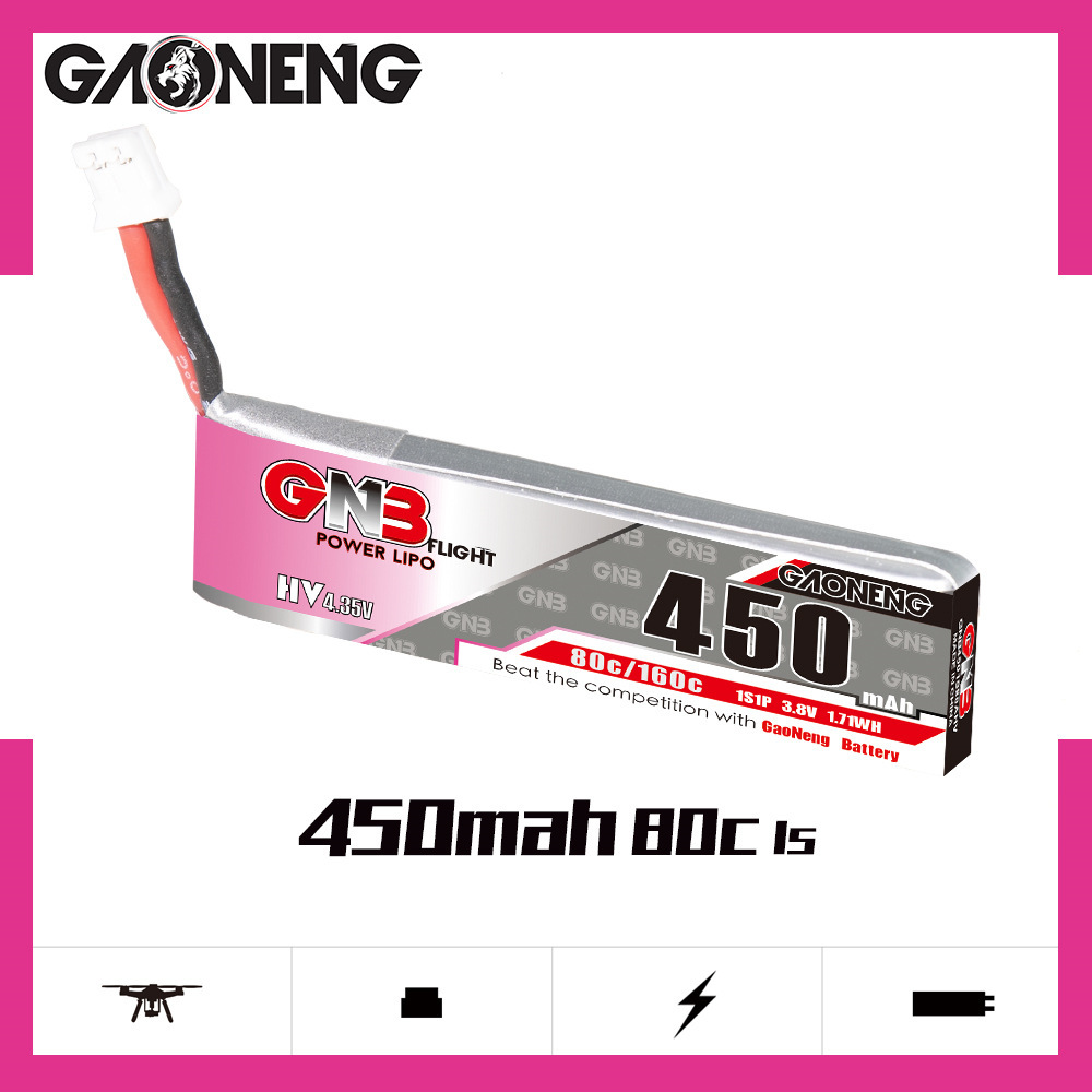 GNB HV 1S 3.8V 450mAh 80C/160C - Drone Battery Lipo 评论和价格