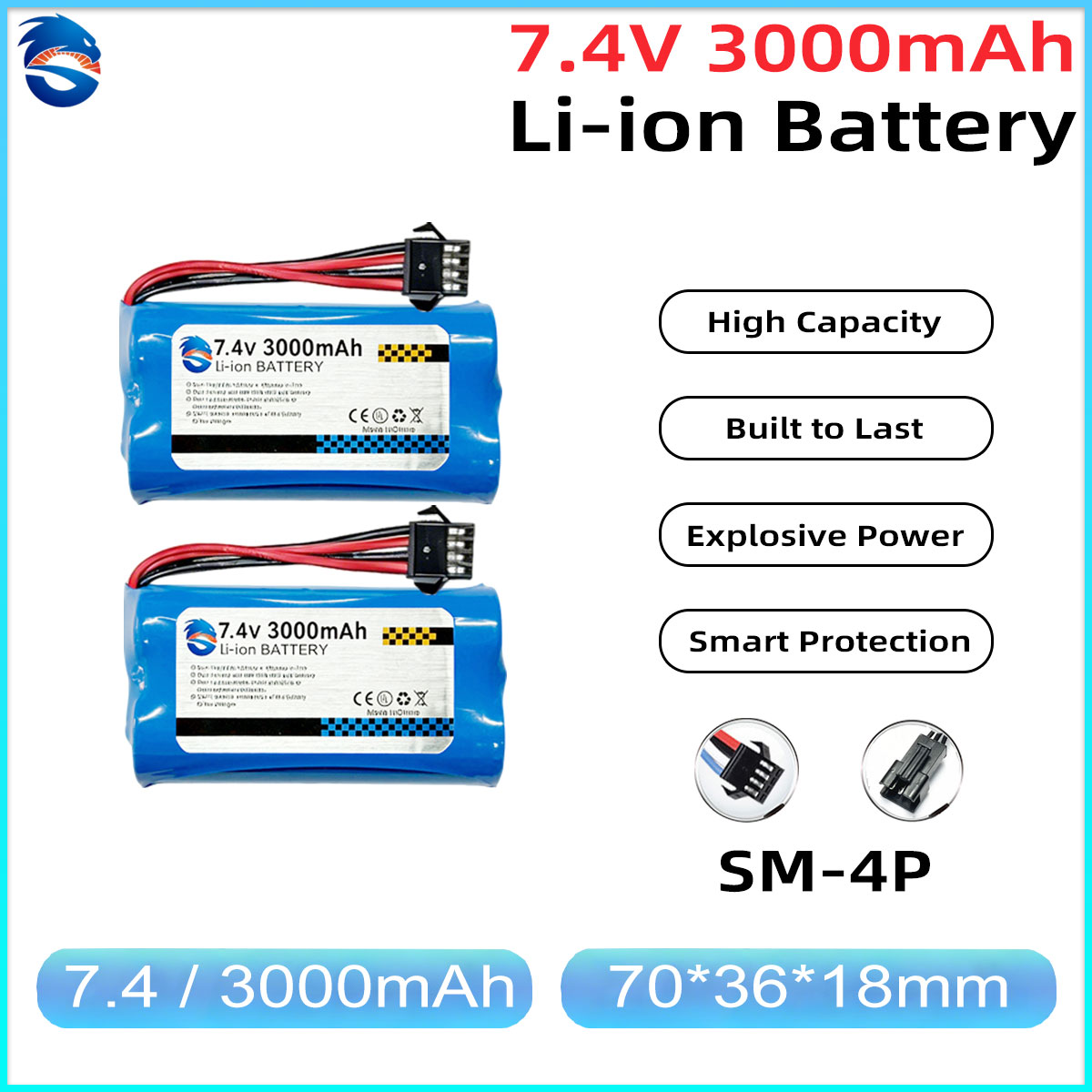 Skymaker 7.4V 3000mAh 2S Li-Io - Drone Battery Li-Ion 评论和价格