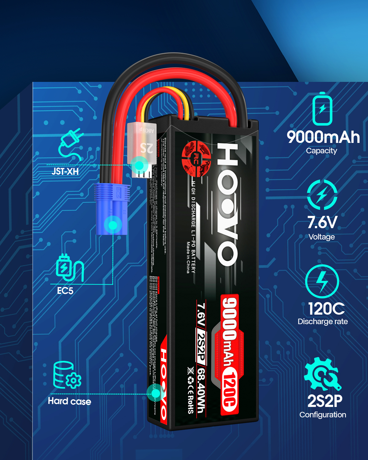 HOOVO 2S 9000mAh RC Battery 7. - Drone Battery High Voltage 评论和价格