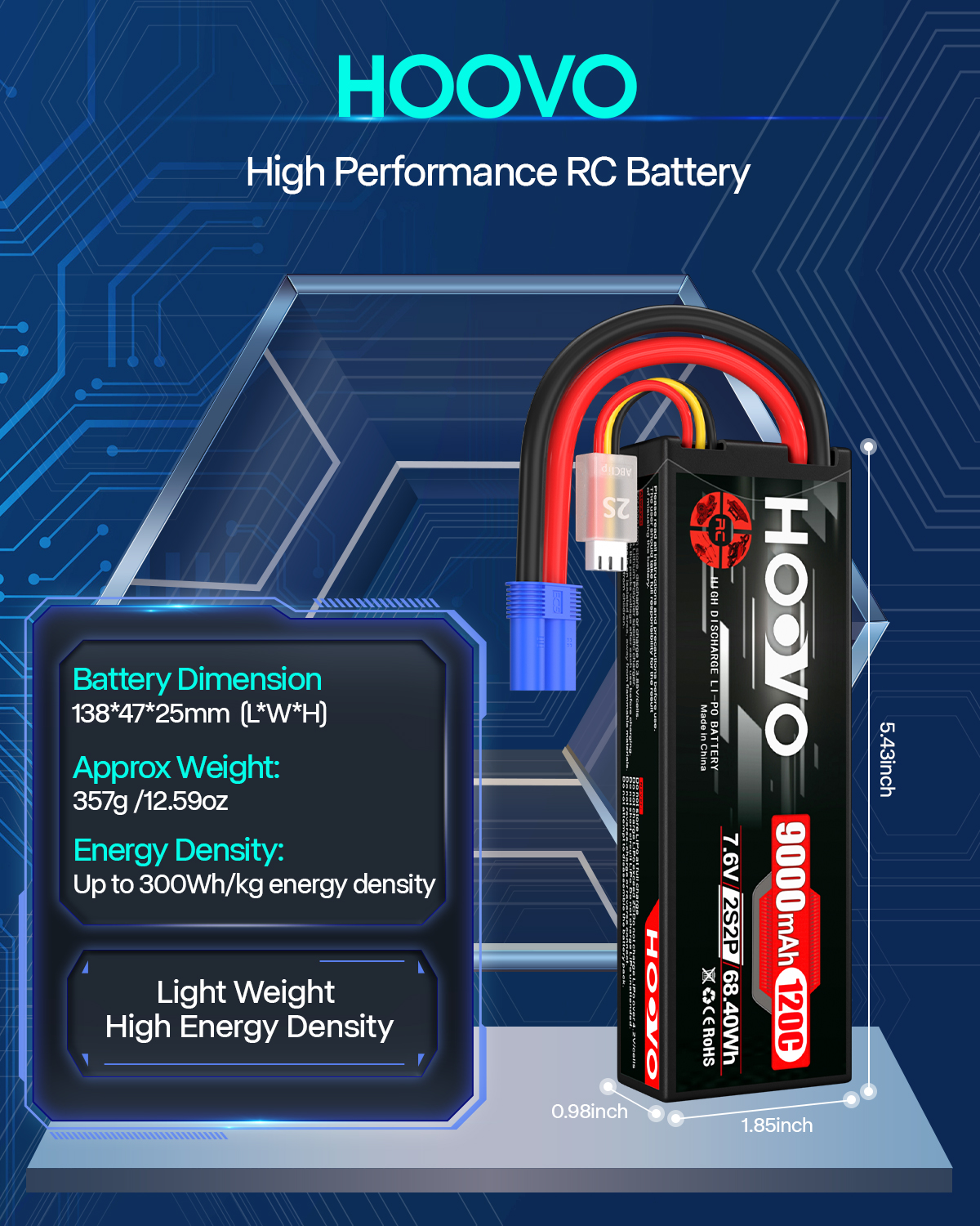HOOVO 2S 9000mAh RC Battery 7. - Drone Battery High Voltage 评论和价格