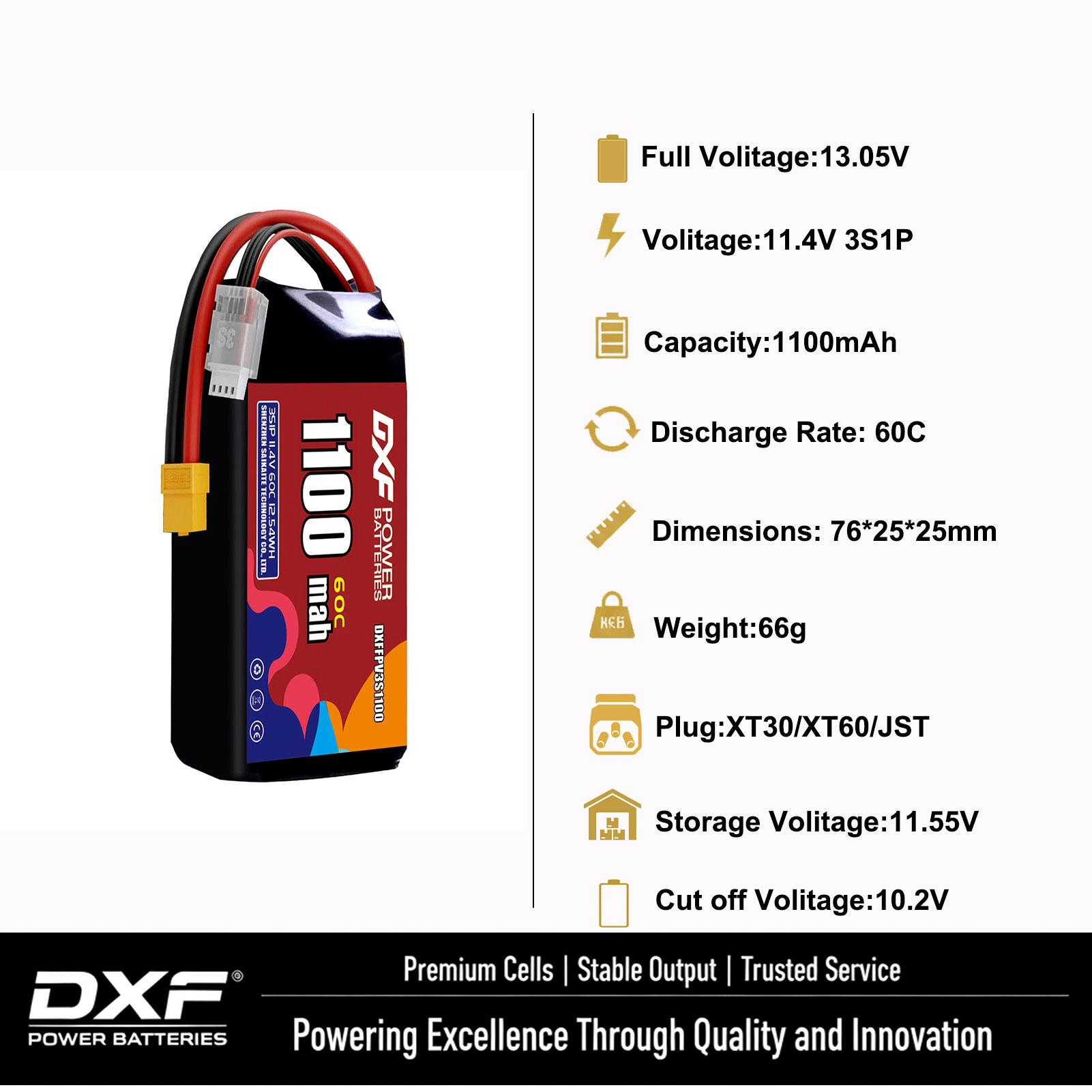 DXF Lipo 3S Battery 11.4V 1700 - Drone Battery 4S 评论和价格
