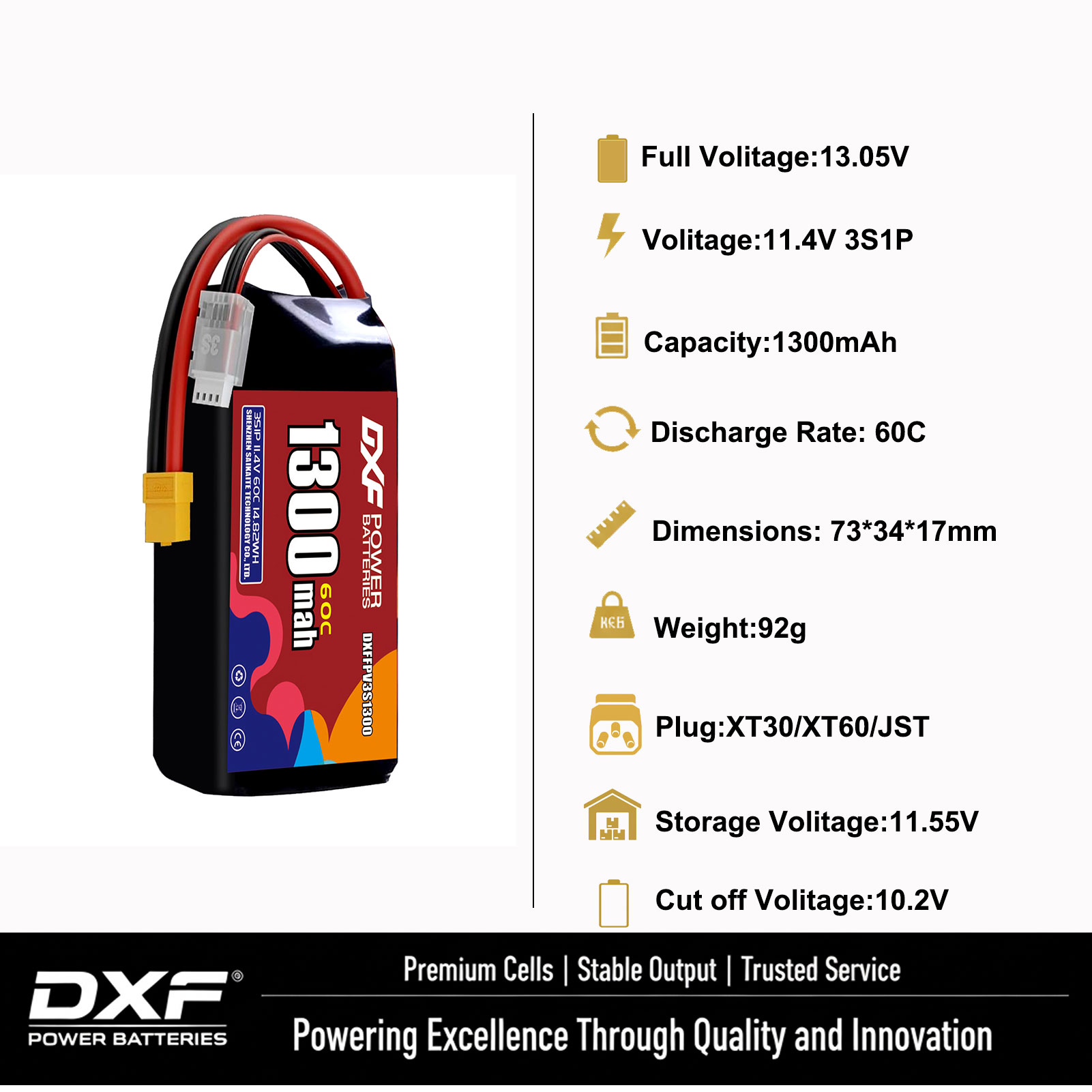 DXF Lipo 3S Battery 11.4V 1700 - Drone Battery 4S 评论和价格